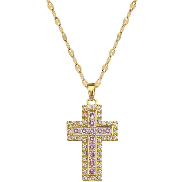 Necklace Stainless Steel Copper Geometric Heavy Industry Full Diamond Light Luxury Style Unisex