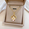 Necklace Stainless Steel Copper Geometric Hollow Oil Dropping Flowers Light Luxury Elegant Gorgeous Allmatch Clavicle Chain Unisex