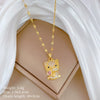 Necklace Stainless Steel Copper Geometric Kitty Full Diamond Light Luxury Elegant Gorgeous Unisex Allmatch Clavicle Chain
