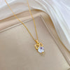 Necklace Stainless Steel Copper Geometric Light Luxury Elegant Bow Full Diamond