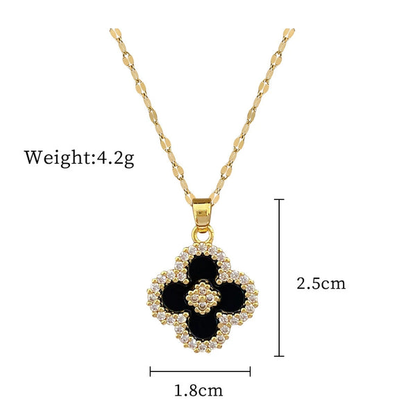 Necklace Stainless Steel Copper Geometric Lucky Grass Flower Light Luxury Elegant Gorgeous Unisex