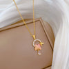 Necklace Stainless Steel Copper Geometric Pearl Butterfly Full Diamond Unisex