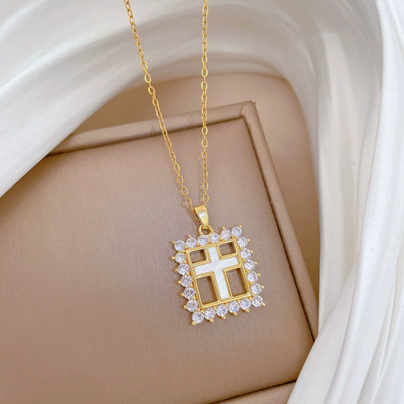 Necklace Stainless Steel Copper Geometric Square Cross Light Luxury Elegant Gorgeous Cartoon Minimalist Unisex