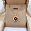 Necklace Stainless Steel Copper Geometric Style Hollow Clover Full Diamond Unisex