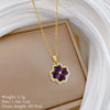 Necklace Stainless Steel Copper Geometric Style Hollow Clover Full Diamond Unisex