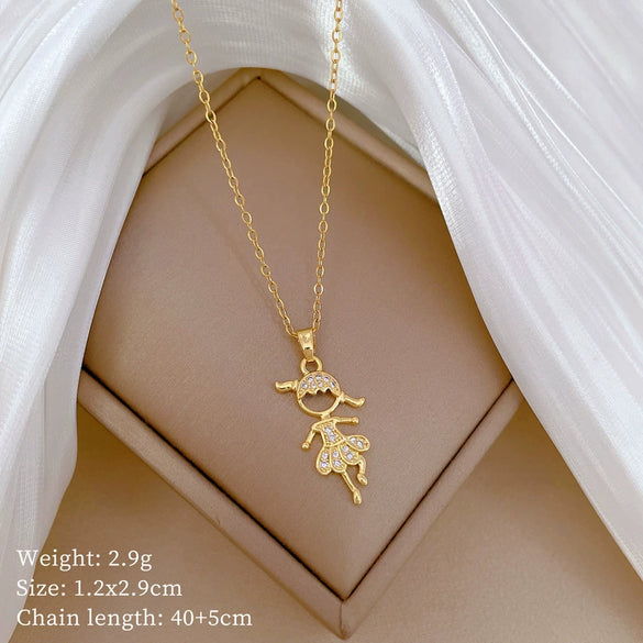 Necklace Stainless Steel Copper Geometric Style Women's Unisex Titanium Steel Chain