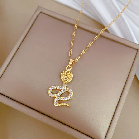 Necklace Stainless Steel Copper Geometric Winding Cobra Light Luxury Elegant Gorgeous Unisex
