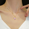 Necklace Stainless Steel Copper Heart Geometric Microencrusted Diamond Electroplated For Women