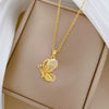 Necklace Stainless Steel Copper Opal Butterfly Geometric Cartoon Style Unisex