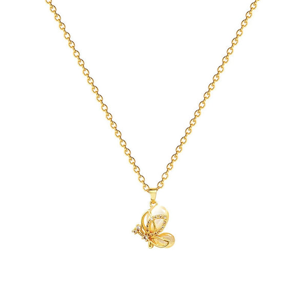 Necklace Stainless Steel Copper Opal Butterfly Geometric Cartoon Style Unisex