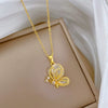 Necklace Stainless Steel Copper Opal Butterfly Geometric Cartoon Style Unisex