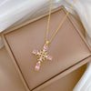 Necklace Stainless Steel Copper Pearl Cross Geometric Style