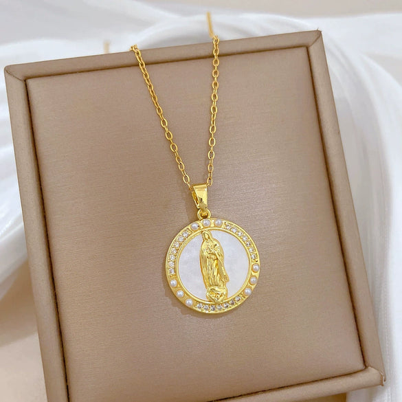 Necklace Stainless Steel Copper Pearl Shell Geometric Cartoon Minimalist Style