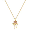 Necklace Stainless Steel Copper Pink Bow Geometric Full Diamond Light Luxury Elegant Gorgeous Unisex