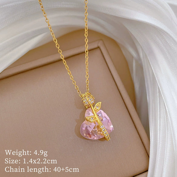 Necklace Stainless Steel Copper Pink Love Rose Animal Zodiac Cartoon Style For Women And Men