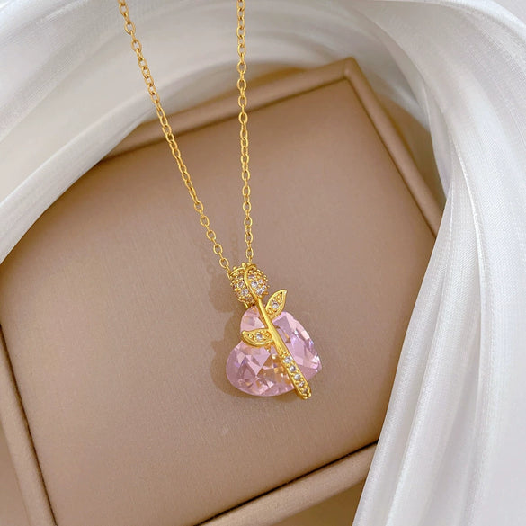 Necklace Stainless Steel Copper Pink Love Rose Animal Zodiac Cartoon Style For Women And Men