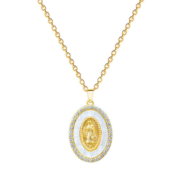 Necklace Stainless Steel Copper Shell Portrait Animal Zodiac Cartoon Style For Female