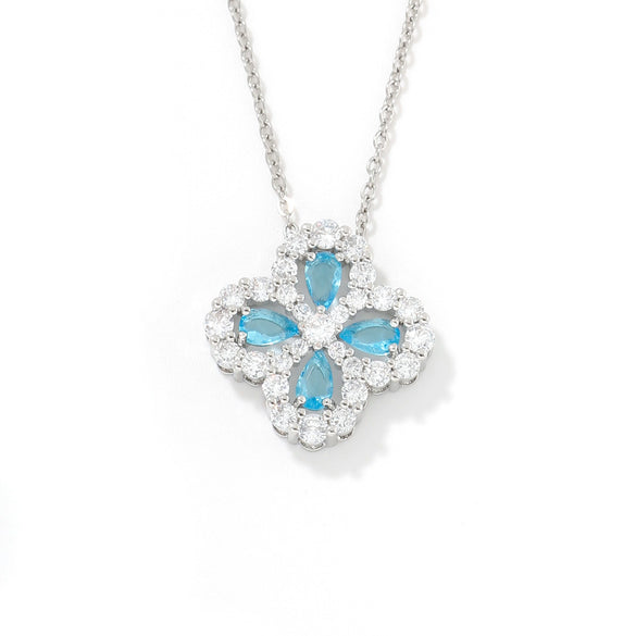 Necklace Stainless Steel Copper Zircon Twisted Chain Fourleaf Clover Leaves Diamond Style For Women