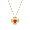 Necklace Stainless Steel Cross Diamond Electroplating Fashion Love Natural Stone Pendant