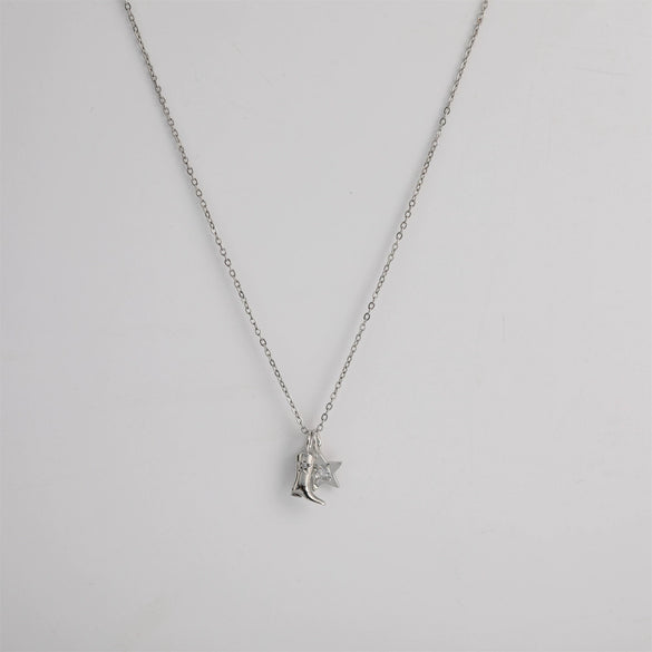 Necklace Stainless Steel Denim Boots Retro Geometric Real Gold Plated