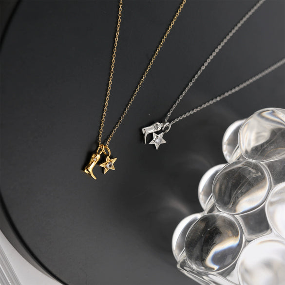 Necklace Stainless Steel Denim Boots Retro Geometric Real Gold Plated