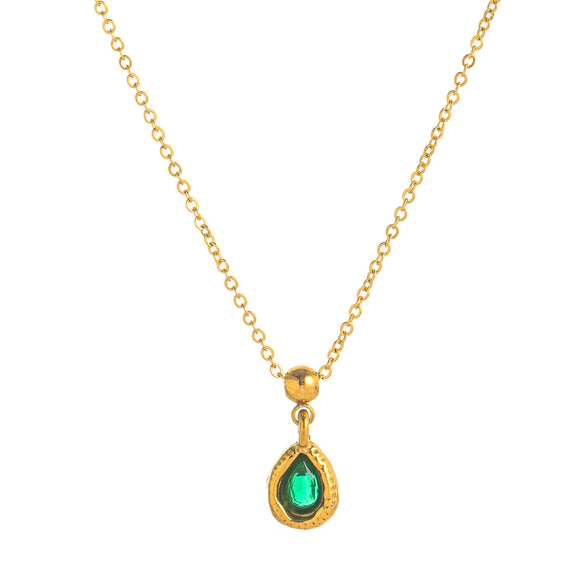 Necklace Stainless Steel Drop Shape Vacuum Plated 18K Gold Color