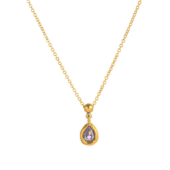 Necklace Stainless Steel Drop Shape Vacuum Plated 18K Gold Color