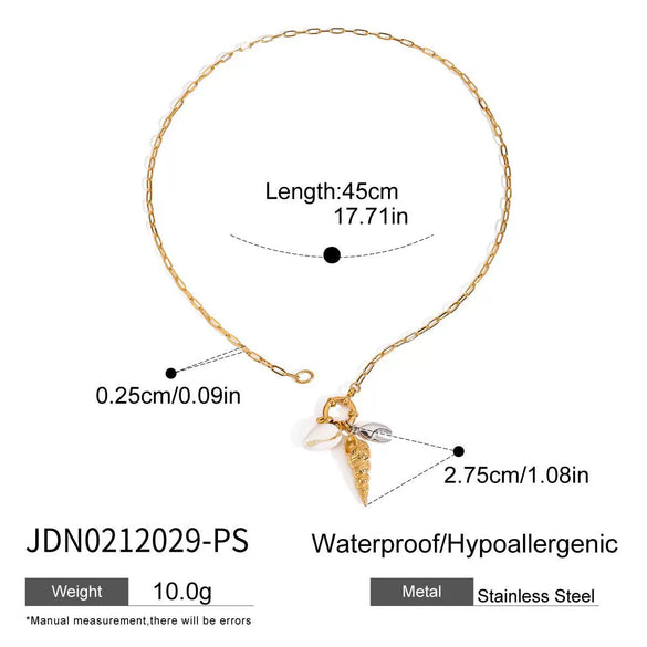 Necklace Stainless Steel Electroplating Geometric Conch Teeth Shellfish Crab Tongs Pendant