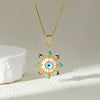 Necklace Stainless Steel Evil Eye Mixed Gemstone Inlay Gold Plated