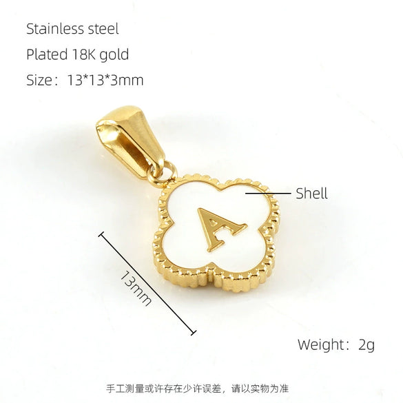 Necklace Stainless Steel Four Leaf Clover Letter Pendant Electroplating Design