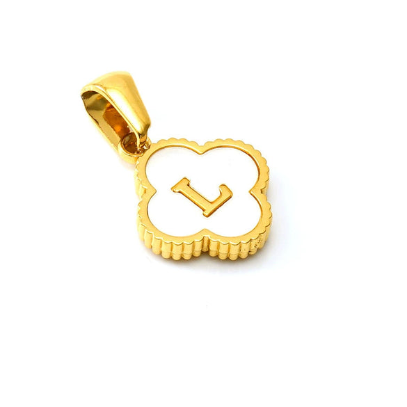 Necklace Stainless Steel Four Leaf Clover Letter Pendant Electroplating Design