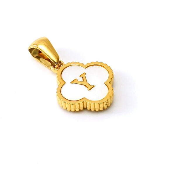Necklace Stainless Steel Four Leaf Clover Letter Pendant Electroplating Design