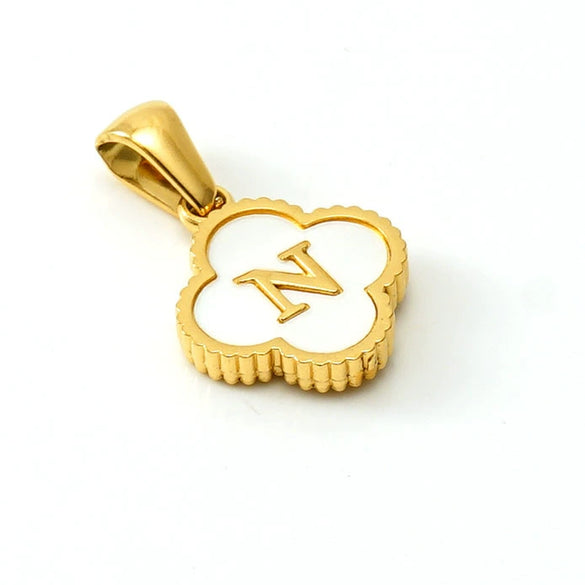 Necklace Stainless Steel Four Leaf Clover Letter Pendant Electroplating Design