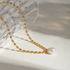 Necklace Stainless Steel Freshwater Pearl Geometric Titanium Steel Electroplating