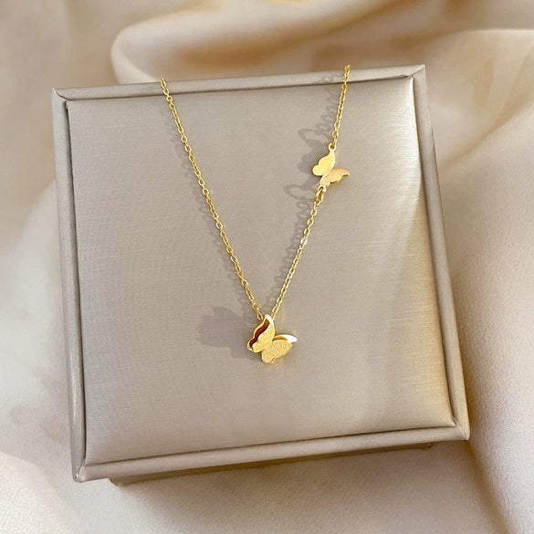 Necklace Stainless Steel Geometric Cartoon Style Titanium Steel Butterfly Design Unisex