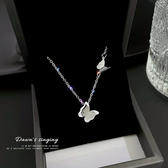 Necklace Stainless Steel Geometric Cartoon Style Titanium Steel Butterfly Design Unisex