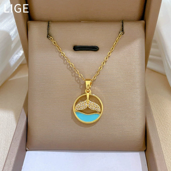 Necklace Stainless Steel Geometric Copper Pendant Cartoon Minimalist Style