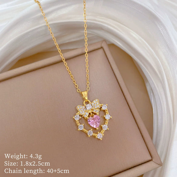 Necklace Stainless Steel Geometric Copper Pendant Titanium Steel Chain Light Luxury Elegant Gorgeous Allmatch Unisex