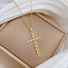 Necklace Stainless Steel Geometric Cross Full Diamond Light Luxury Elegant Gorgeous Unisex Allmatch Clavicle Chain