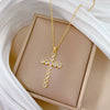Necklace Stainless Steel Geometric Cross Full Diamond Light Luxury Elegant Gorgeous Unisex Allmatch Clavicle Chain