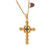 Necklace Stainless Steel Geometric Cross Rhinestones Electroplated O Chain Pendant