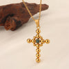 Necklace Stainless Steel Geometric Cross Rhinestones Electroplated O Chain Pendant