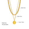 Necklace Stainless Steel Geometric Doublelayer Chain Round Pendant Electroplated