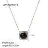 Necklace Stainless Steel Geometric Electroplating Black Onyx Pendant Women