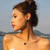 Necklace Stainless Steel Geometric Electroplating Black Onyx Pendant Women
