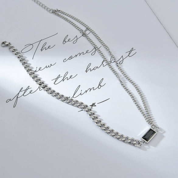Necklace Stainless Steel Geometric Electroplating Hiphop Square
