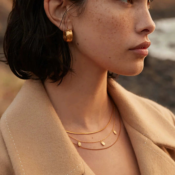 Necklace Stainless Steel Geometric Electroplating Square Flat Snake Chain Ochain Round Snake Chain Three Layer Chain