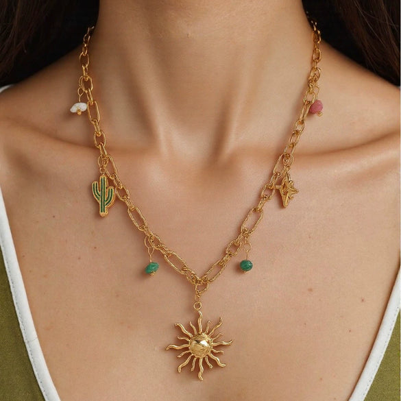 Necklace Stainless Steel Geometric Electroplating Women Casual Style