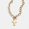 Necklace Stainless Steel Geometric Exaggerated Cross Zircon Ot Clasp Electroplating 18K Gold Color Retention