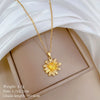 Necklace Stainless Steel Geometric Flower Champagne Gold Titanium Steel Chain For Women And Men